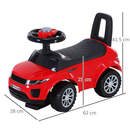HOMCOM 3-in-1 Ride On Car Foot To Floor Slider Toddler w/ Horn Steering Wheel NO POWER Manual Under Seat Storage Secure Design for 1-3 Year Old Red