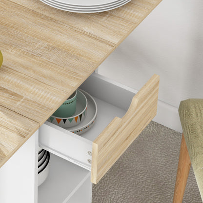 HOMCOM Folding Dining Table, Drop Leaf Table for Small Spaces, Foldable Table with Drawer and Storage Shelves for Kitchen, Dining Room, Oak--ChewyGames-ChewyGames