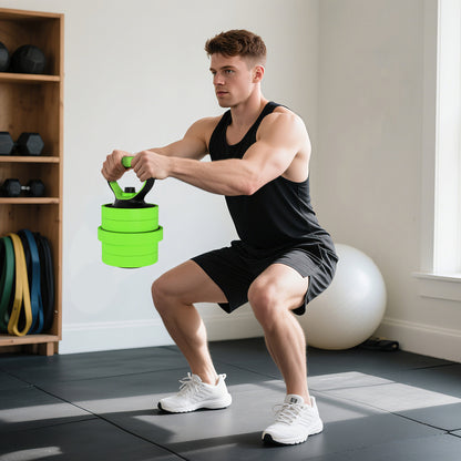 SPORTNOW 20kg 6-In-One Adjustable Weight Dumbbells Set, Barbell, Kettlebell, Push Up Stand - Green
