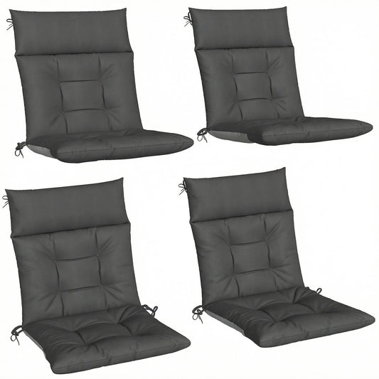 Outsunny Patio Chair Cushions Set of 4, Waterproof Non-Slip Lounge Chair Cushions, 112x53cm, Dark Grey--ChewyGames-ChewyGames