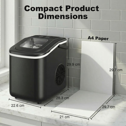 HOMCOM Countertop Ice Maker Machine 9 Cubes in 7 Mins Portable Ice Machine Ice Scoop and Basket 2 Sizes Black