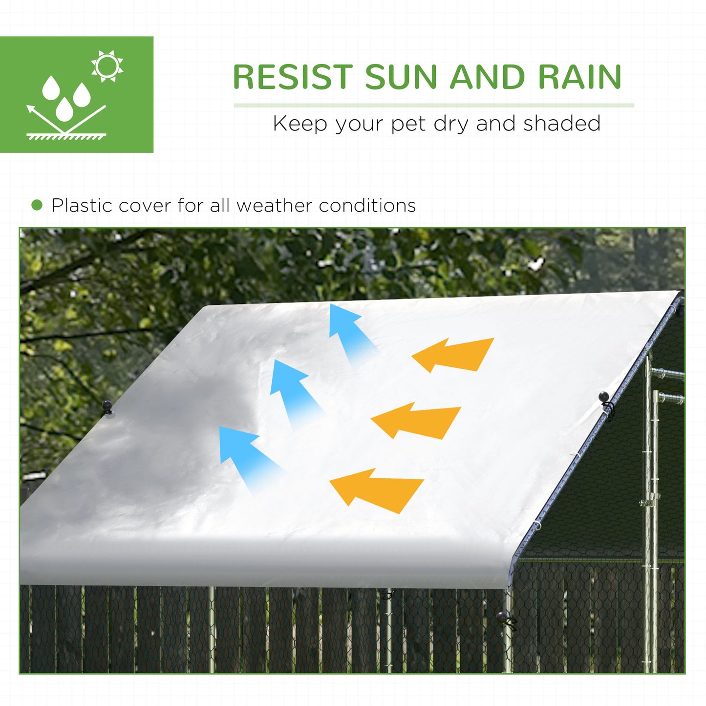 PawHut Large Chicken Coop, Galvanised Walk In Chicken Coop Hen House w/ Water-Resist Cover, Grey
