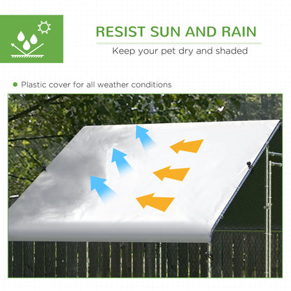 PawHut Large Chicken Coop, Galvanised Walk In Chicken Coop Hen House w/ Water-Resist Cover, Grey