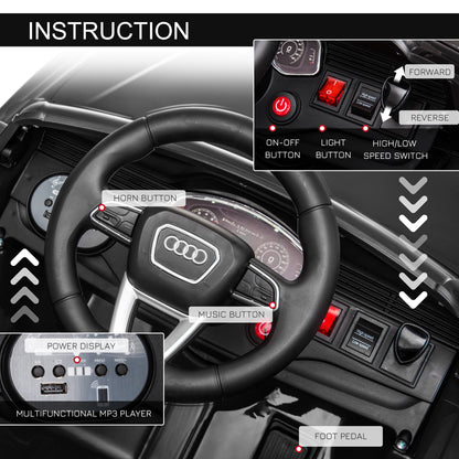 HOMCOM Licensed Audi RS Q8 Electric Ride On Car, with Remote Control, Black