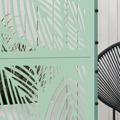 Outsunny Metal Decorative Privacy Screen Outdoor Divider, Green Leaf