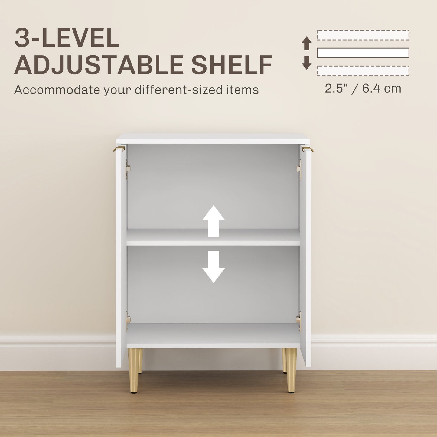 HOMCOM Adjustable Shelf Sideboard - White-Sideboards-ChewyGames-ChewyGames