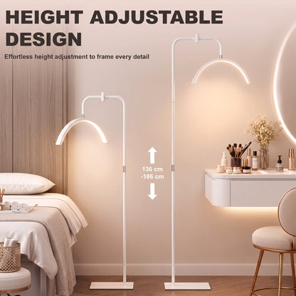 HOMCOM Half Moon Lash Light, 350° Rotatable Head, 7 Colours, Dimmable Beauty Floor Lamp, White