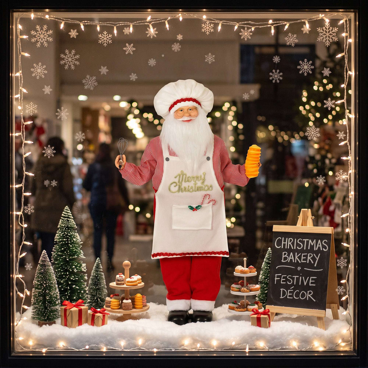 HOMCOM 4ft Singing Cooking Santa Claus, Standing Christmas Animated Santa Figure with Head Moving, Sound/Touch Activated
