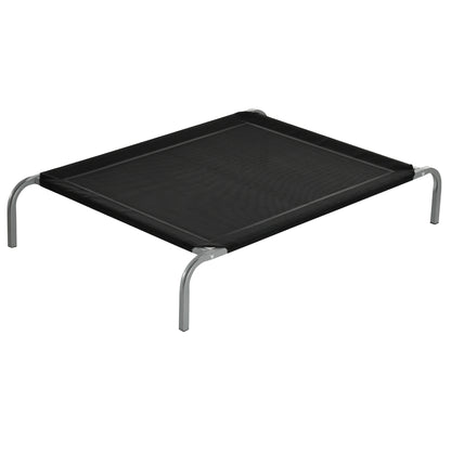 PawHut Elevated Pet Bed Cooling Raised Cot Style Bed for Large Medium Sized Dogs with Non-slip Pads Steel Frame Breathable Mesh Fabric, 110 x 75 x 20 cm - Black