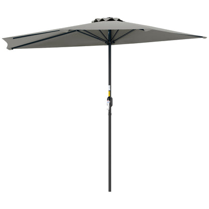 Outsunny Half Round Parasol Umbrella - Light Grey--ChewyGames-ChewyGames