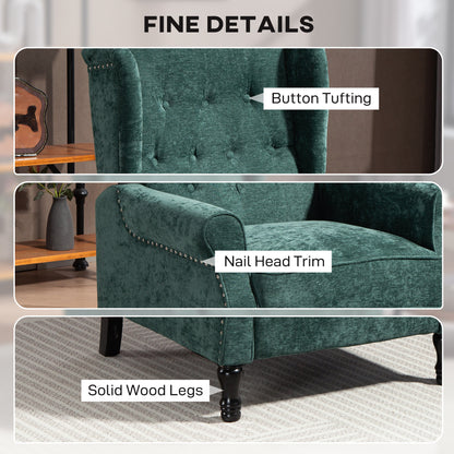 HOMCOM 150° Reclining Vintage Armchair, with footrest - Dark Green
