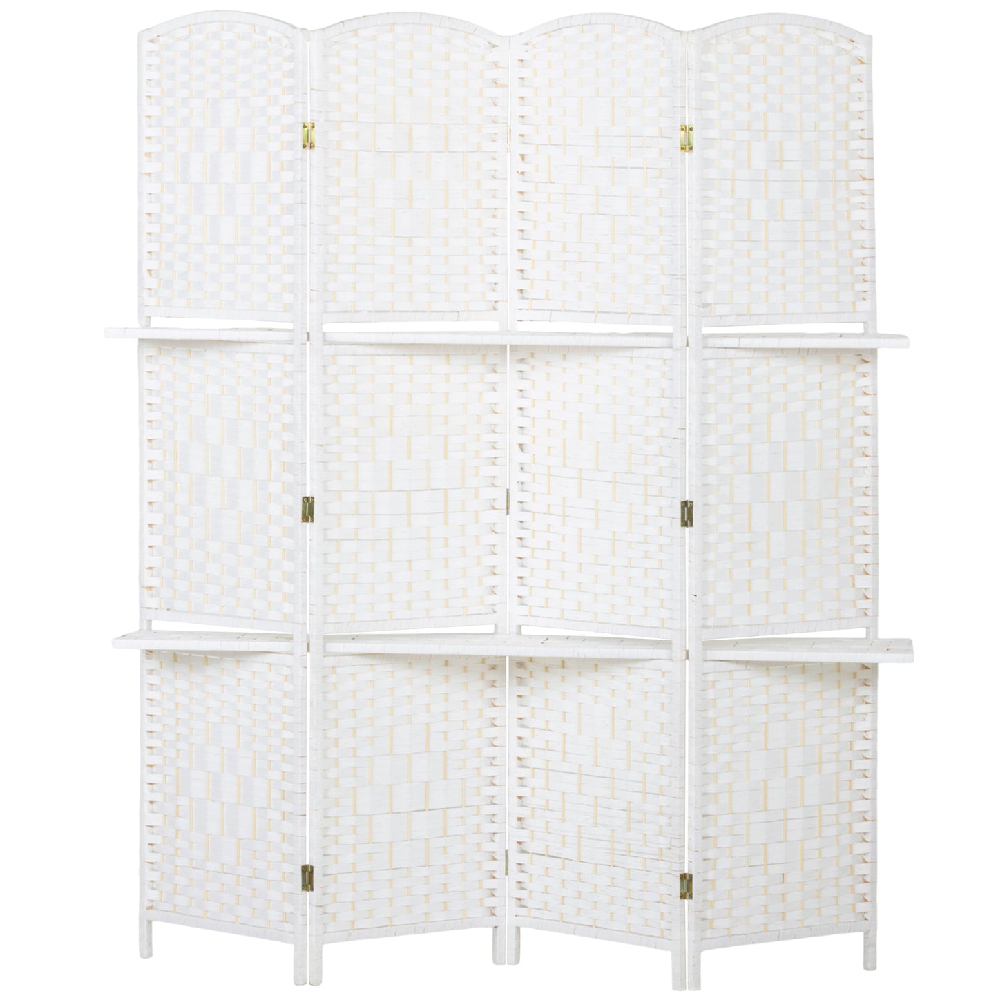 HOMCOM Freestanding Privacy Screen, 4 Panel Folding Room Divider for Living Room, Bedroom and Office, 160 x 170cm, White