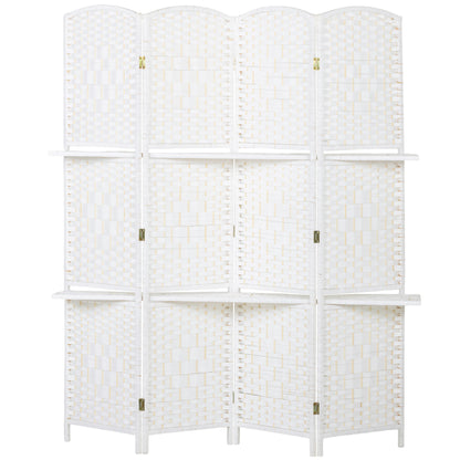 HOMCOM Freestanding Privacy Screen, 4 Panel Folding Room Divider for Living Room, Bedroom and Office, 160 x 170cm, White