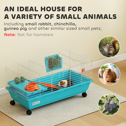 PawHut Small Animal Cage Rabbit Guinea Pigs Chinchillas Cage with Wheels Water Bottle--ChewyGames-ChewyGames
