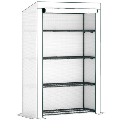 Outsunny Four-Tier Mini Greenhouse - Green/White