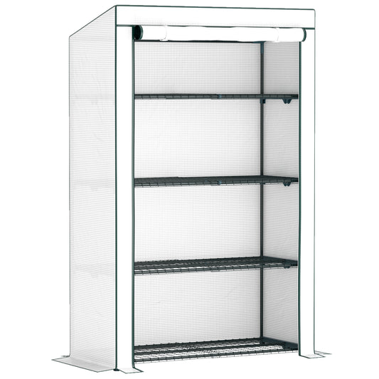 Outsunny Four-Tier Mini Greenhouse - Green/White