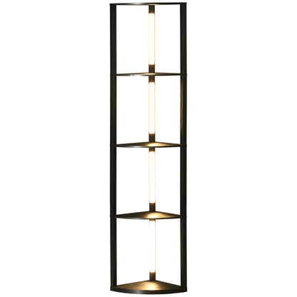 HOMCOM Corner Floor Lamp for Living Room Bedroom with Dimmable Warm White LED Light, Modern Tall Standing Lamp, Black