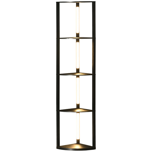 HOMCOM Corner Floor Lamp for Living Room Bedroom with Dimmable Warm White LED Light, Modern Tall Standing Lamp, Black