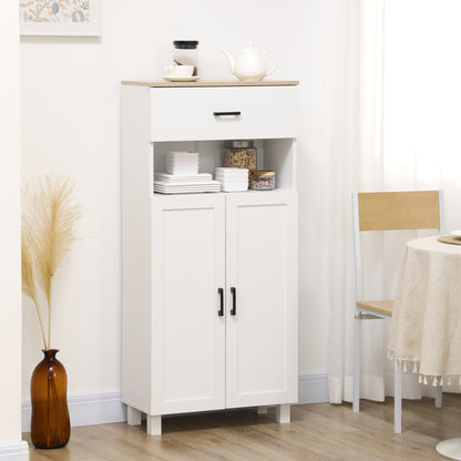 HOMCOM Sideboard, Nordic Storage Cabinet with Drawer, Doors and Open Countertop, Freestanding Kitchen Cupboard for Living Room, Dining Room, 130cm, White