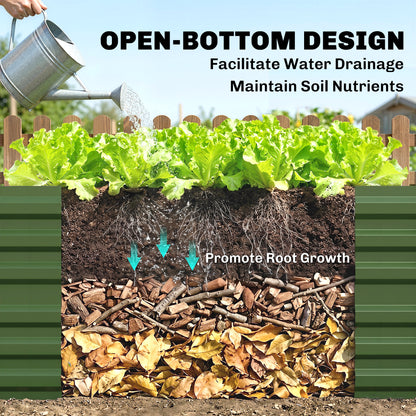 Outsunny Raised Beds for Garden, Galvanised Steel Outdoor Planters with Multi-reinforced Rods, 180 x 90 x 59 cm, Green