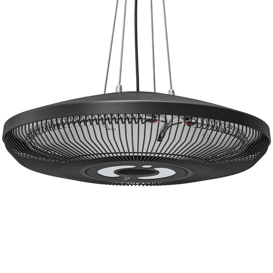 Outsunny Hanging Electric Patio Heater with LED Light, 1000/2000 W IP65 Outdoor Infrared Heater with Touch/Remote Control, Black