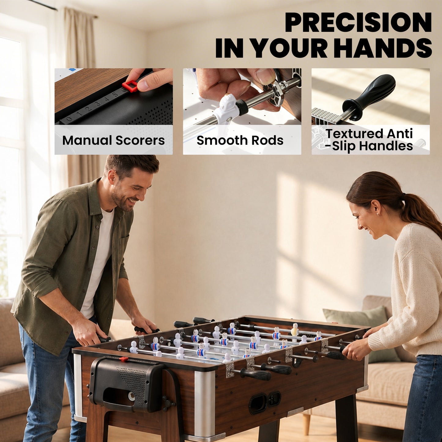 SPORTNOW 3 in 1 Multi Game Table, 3.4ft Reversible Air Hockey Pool Football Games Table with Lockable Wheels, Storage Shelf