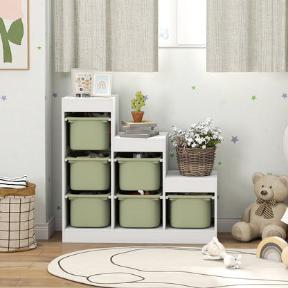 AIYAPLAY Toy Storage Organiser, Three-Layer Kids Toy Storage Units, with Removable Bins, for Ages 3-8 Years, Green