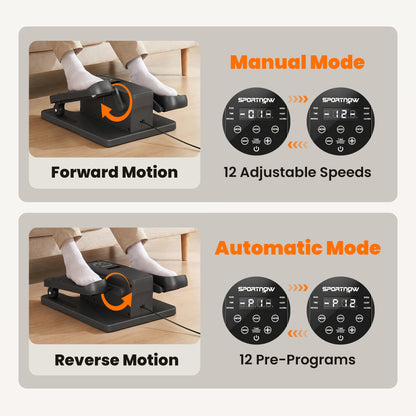 SPORTNOW Under Desk Elliptical Machine with Manual & Auto Modes, 12 Adjustable Speed, Remote Control & LED Monitor for Home