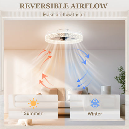 HOMCOM Ceiling Fan with Lights, Dimmable LED Mount Ceiling Fan Light with Remote App Control for Bedroom, White--ChewyGames-ChewyGames