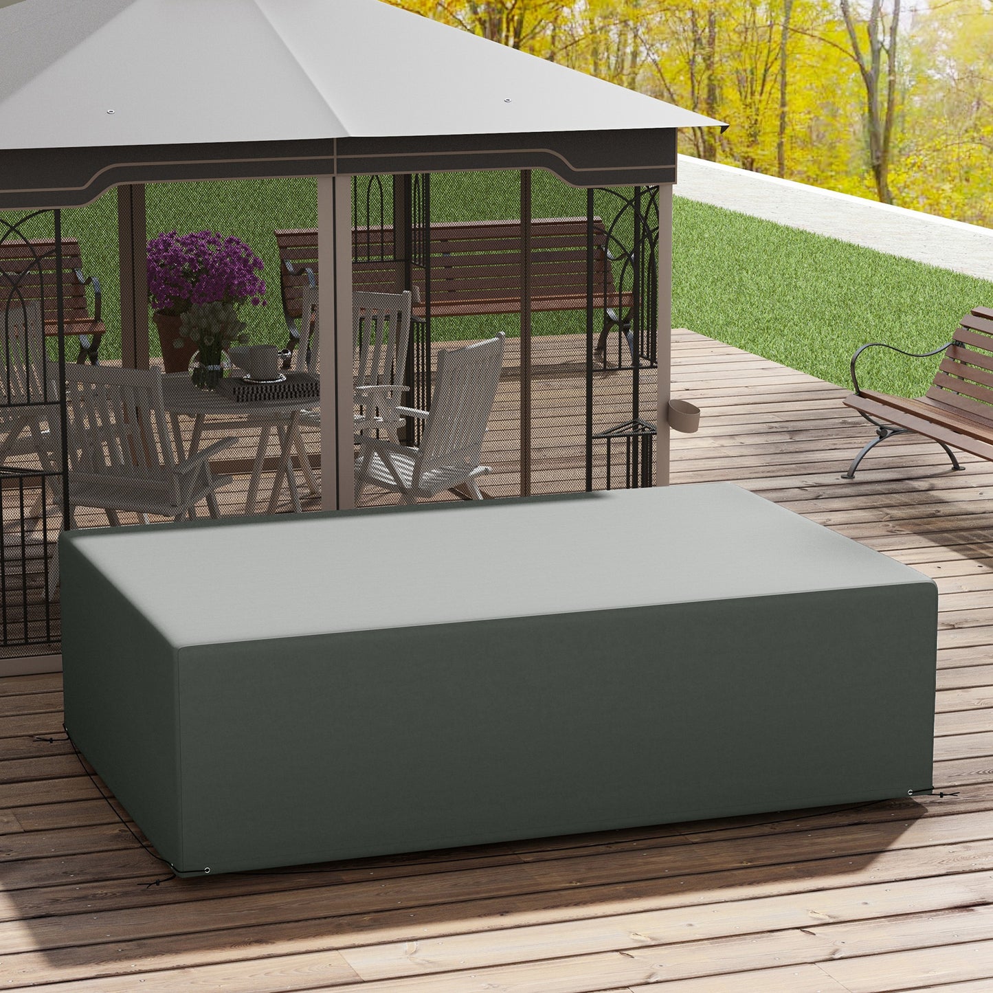 Outsunny Outdoor Garden Furniture Cover Waterproof, Anti-UV 600D Heavy Duty Oxford Fabric Patio Furniture Cover for Rectangular Sofa Table Set, Dark Grey, 245 x 165 x 66 cm
