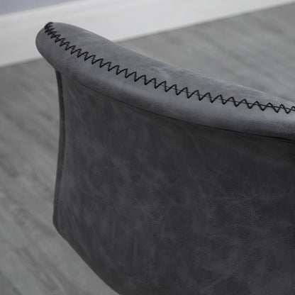 HOMCOM Bar Stools Set of 2, PU Leather Barstools with Backrest and Footrest for Kitchen, Counter, Breakfast Bar, Dark Grey