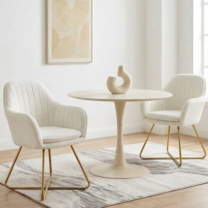 HOMCOM Set of Two Boucle Dining Chairs - Cream