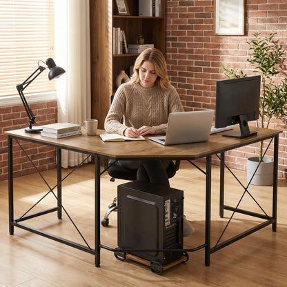 HOMCOM Corner L-Shape Computer Desk PC Workstation Writing Gaming Table Home Office