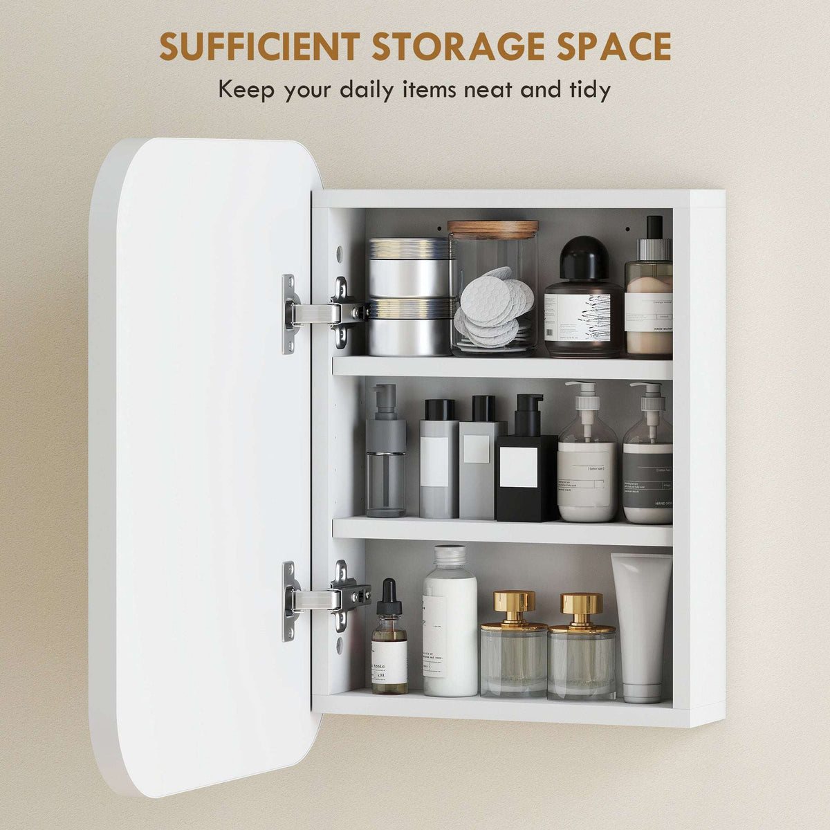 HOMCOM Bathroom Medicine Cabinet with Mirror, Bathroom Wall Cabinet with Adjustable Shelves, Soft Close Hinges, White