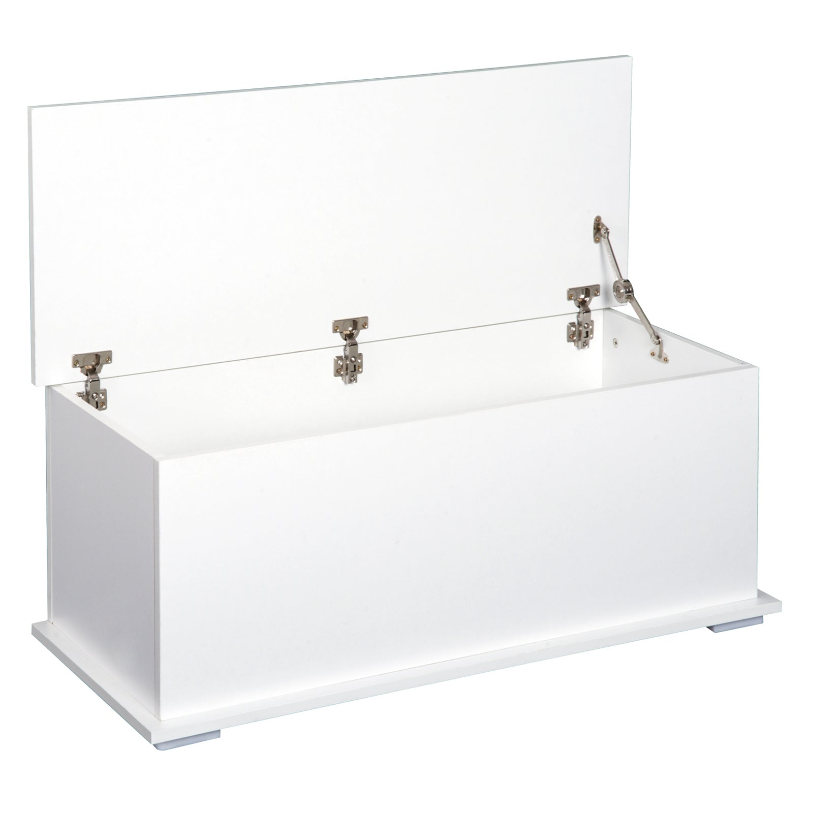 HOMCOM 113L Storage Chest, Storage Box with Flip-Top Lid and 2 Safety Hinges, Storage Trunk for Living Room, Entryway, 100 x 40 x 40 cm, White--ChewyGames-ChewyGames