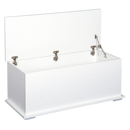 HOMCOM 113L Storage Chest, Storage Box with Flip-Top Lid and 2 Safety Hinges, Storage Trunk for Living Room, Entryway, 100 x 40 x 40 cm, White--ChewyGames-ChewyGames