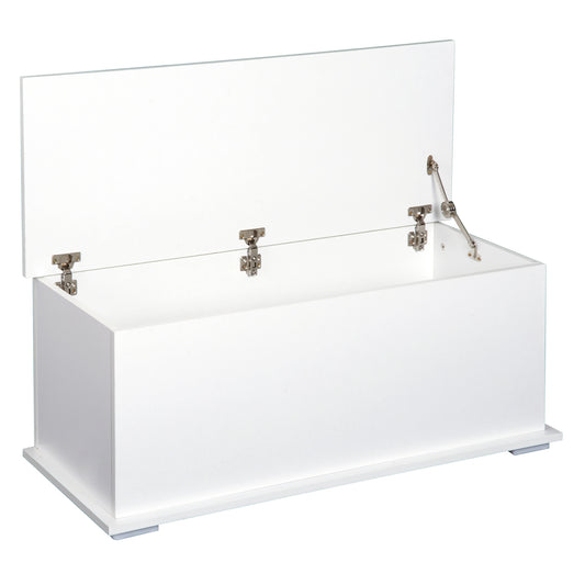 HOMCOM 113L Storage Chest, Storage Box with Flip-Top Lid and 2 Safety Hinges, Storage Trunk for Living Room, Entryway, 100 x 40 x 40 cm, White--ChewyGames-ChewyGames