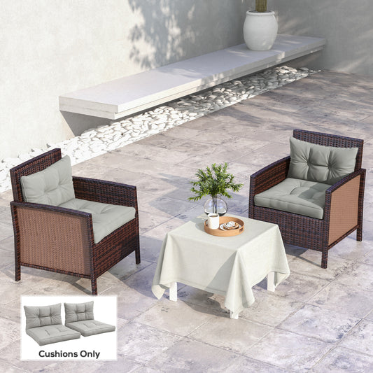 Outsunny 4-Piece Seat Cushions Back Pillows Replacement, Patio Chair Cushions Set for Indoor Outdoor, Light Grey
