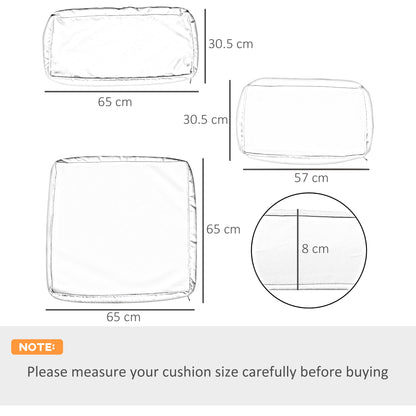 Outsunny Replacement Cushion Covers for Garden Sofa Set, Garden Rattan Sofa Cushion Polyester Cover Replacement Outdoor - No Cushion Included, Cream