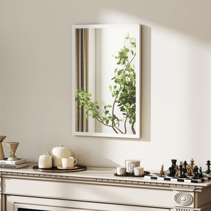HOMCOM Wall Bathroom Mirror, 60 x 40 cm Wall-Mounted Mirror for Living Room, Bedroom, Hallway, White