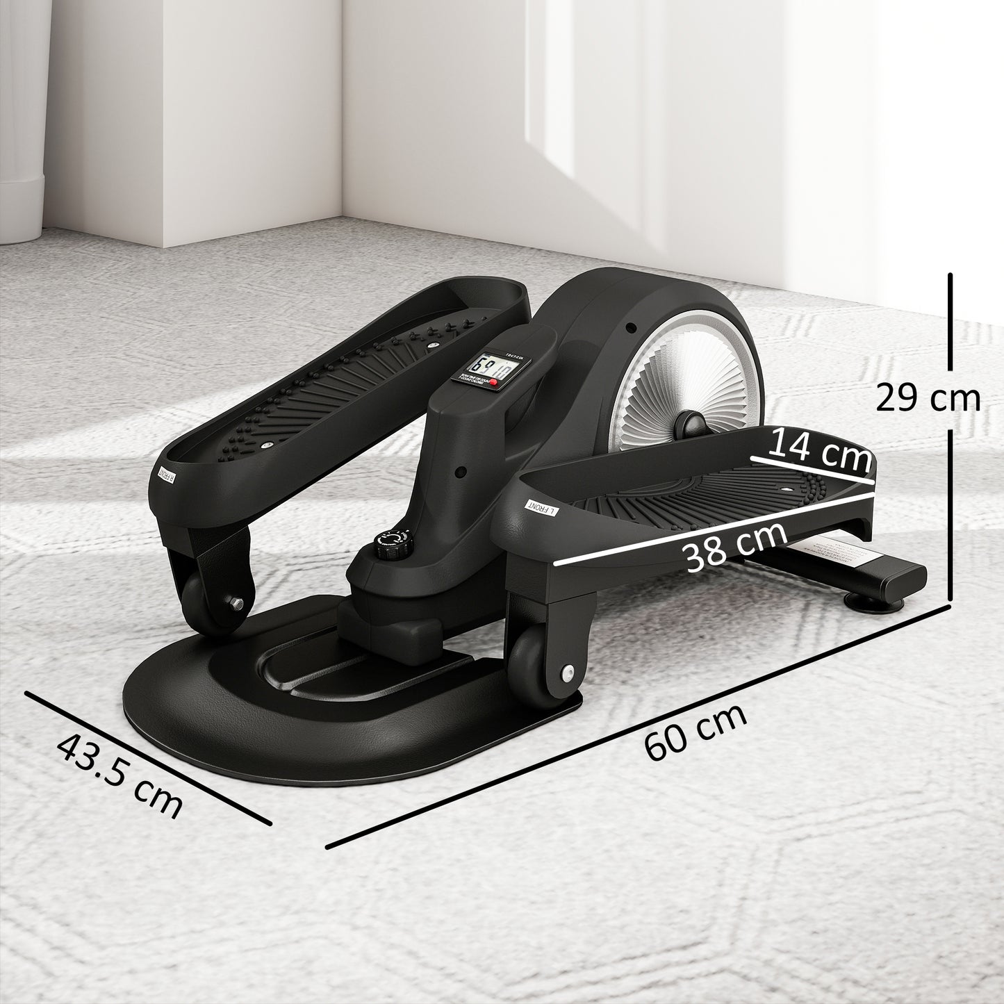 SPORTNOW Under Desk Elliptical Machine with LCD Monitor, 8 Adjustable Magnetic Resistances for 2-in-1 Seat & Stand Up Exercise