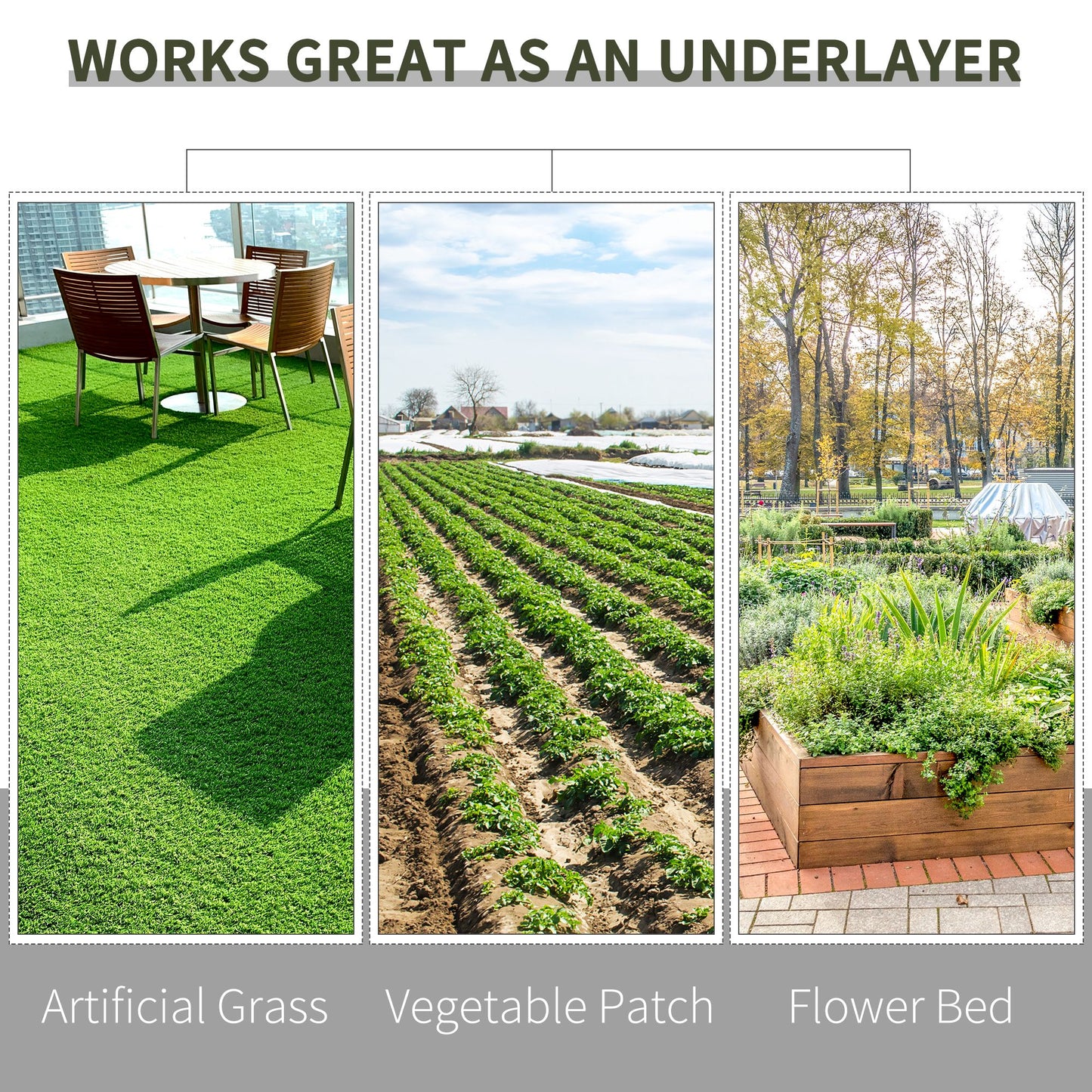 Outsunny 1m x 50m Weed Control Membrane, Heavy Duty Weed Control Barrier Fabric, 100gsm Ground Cover for Patios, Garden