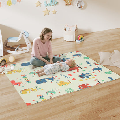 AIYAPLAY Dinosaur-Themed Baby Plat Mat Double Sided, Foldable, Water-Resistant for Outdoor/Indoor, 177 x 146 x 1.5cm--ChewyGames-ChewyGames