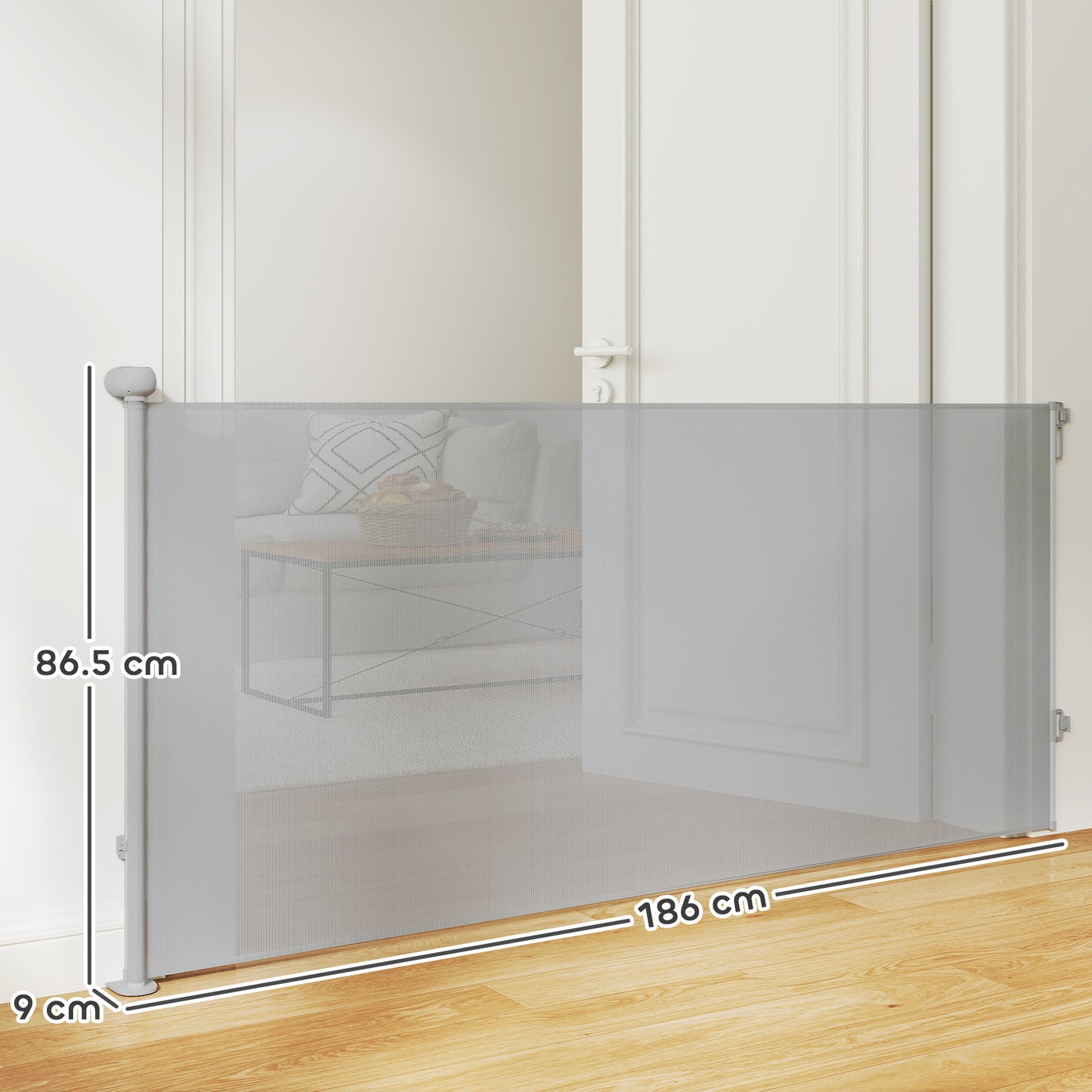 PawHut Retractable Stair Gate Extends Up to 180 cm Wide, Dog Gate for Doorways, Stairways, Hallways, Grey--ChewyGames-ChewyGames
