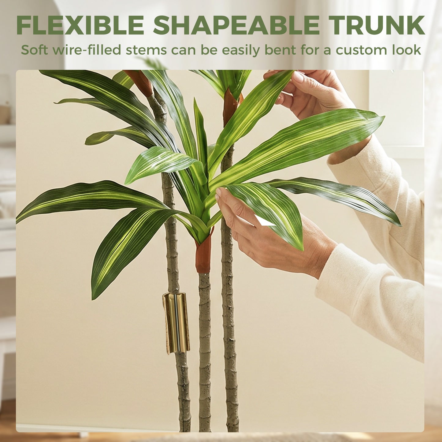 HOMCOM 120cm Lifelike Fake Tree, Artificial Dracaena Tree with Bendable Trunks, Green