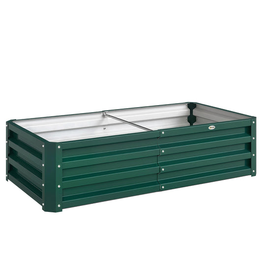 Outsunny Raised Beds for Garden, Galvanized Outdoor Planters, for Herbs and Vegetables, Use for Patio, Backyard, Balcony, Green