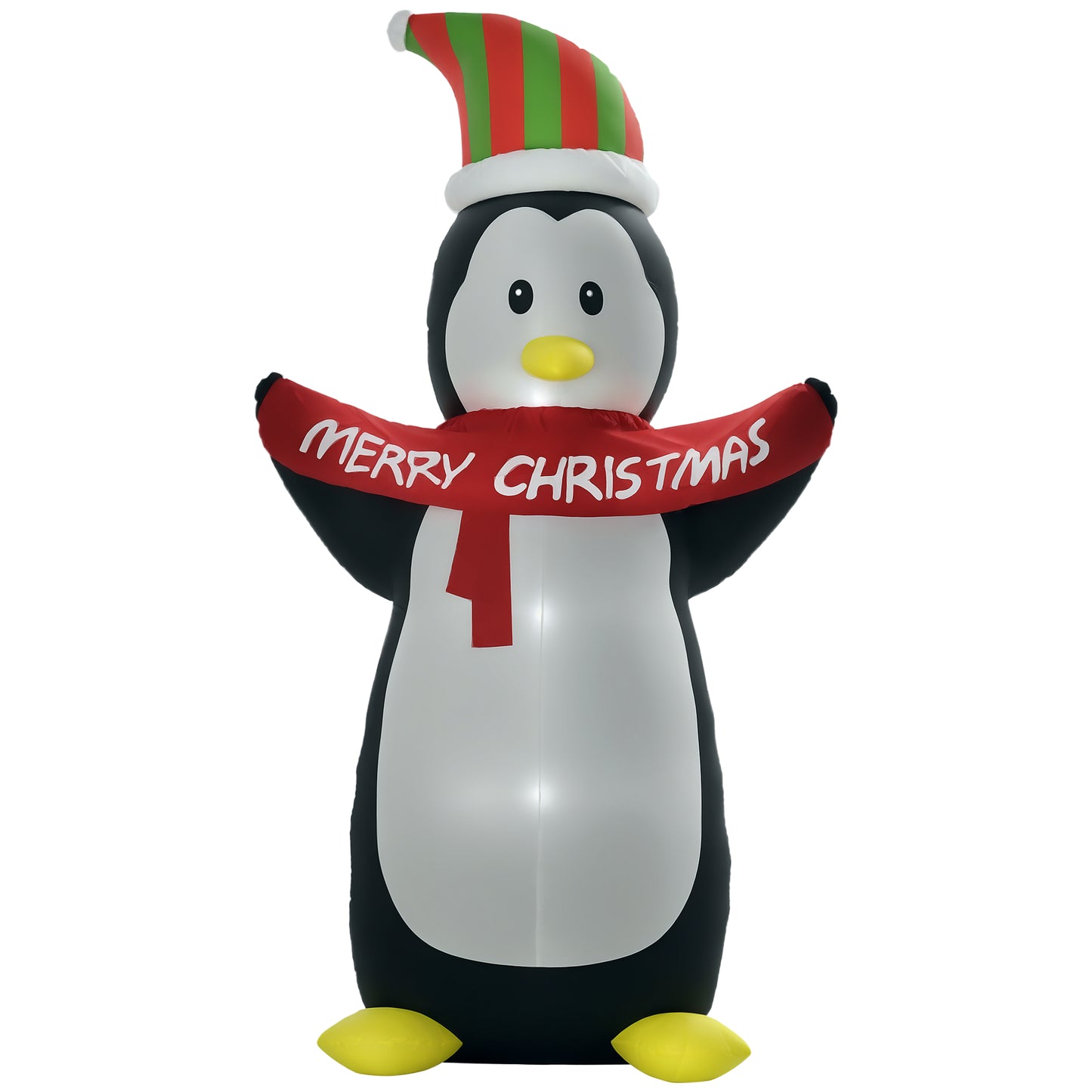HOMCOM 8ft Inflatable Penguin & Christmas Banner Decoration Indoor Outdoor Weather-Resistant Shell Fun Cute