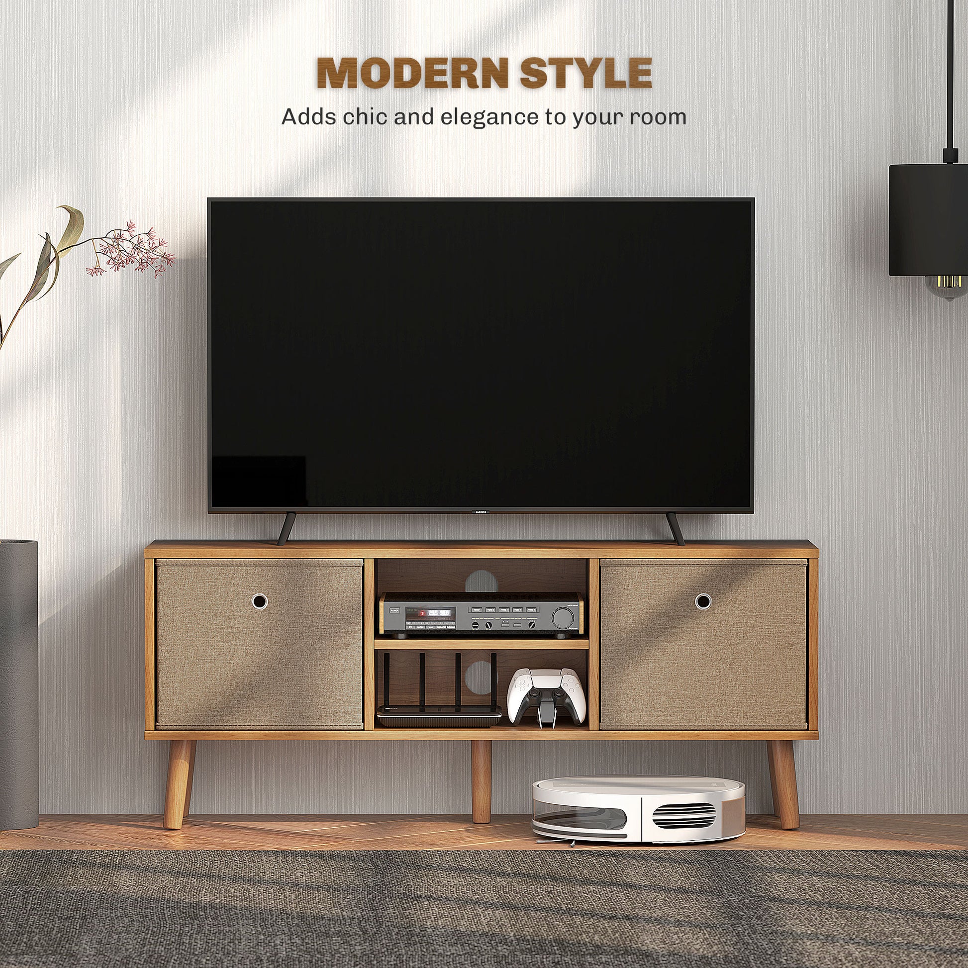 HOMCOM TV Cabinet Stand Unit for TVs up to 50'' with Foldable Drawers, Entertainment Centre for Living Room Brown--ChewyGames-ChewyGames
