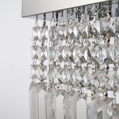 HOMCOM Modern Crystal Ceiling Light Square Crystal Chandelier for Living Room, Dining Room, Hall, 5 x E14 Lamp Holders, Silver, 80 x 25 x 23cm