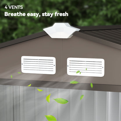 Outsunny 7 x 4ft Metal Garden Shed, Outdoor Storage Tool House with Ventilation Slots, Brown